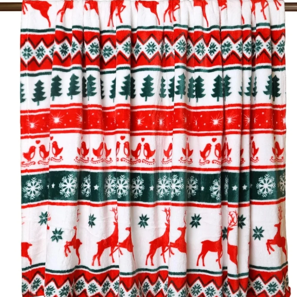 Cozy Blanket Printed Blanket Throw Christmas Deer.
